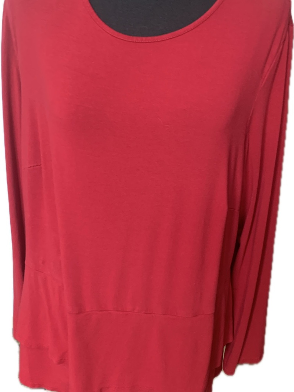J. Jill Red Scoop Neck Long Sleeve Tiered Top